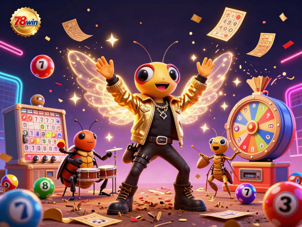 Experience the thrill of gaming with 78win's vibrant casino scene featuring exciting characters and dynamic elements.