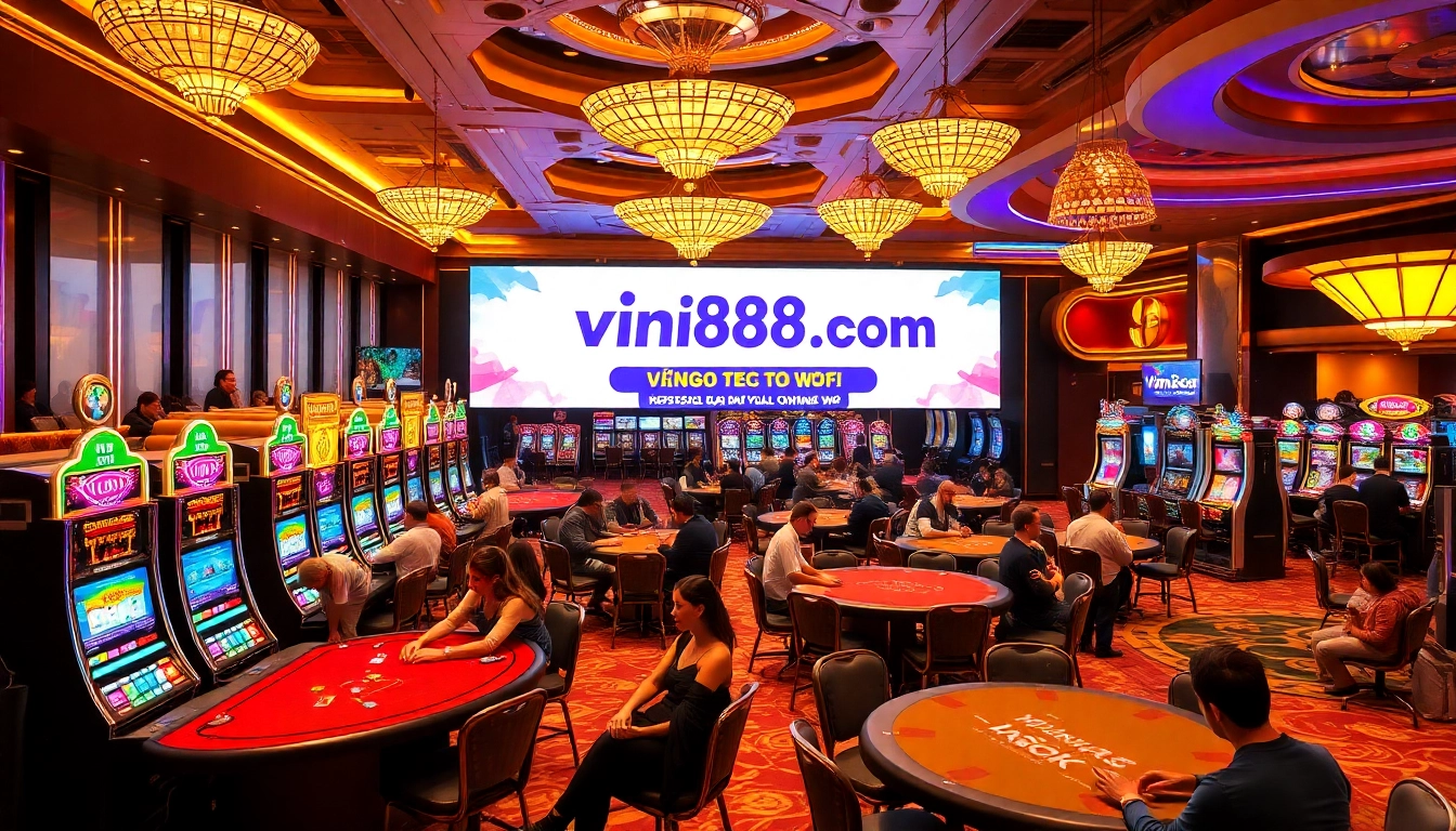 Experience the excitement at vin88ac.com with chips and cards in a vibrant casino setting.