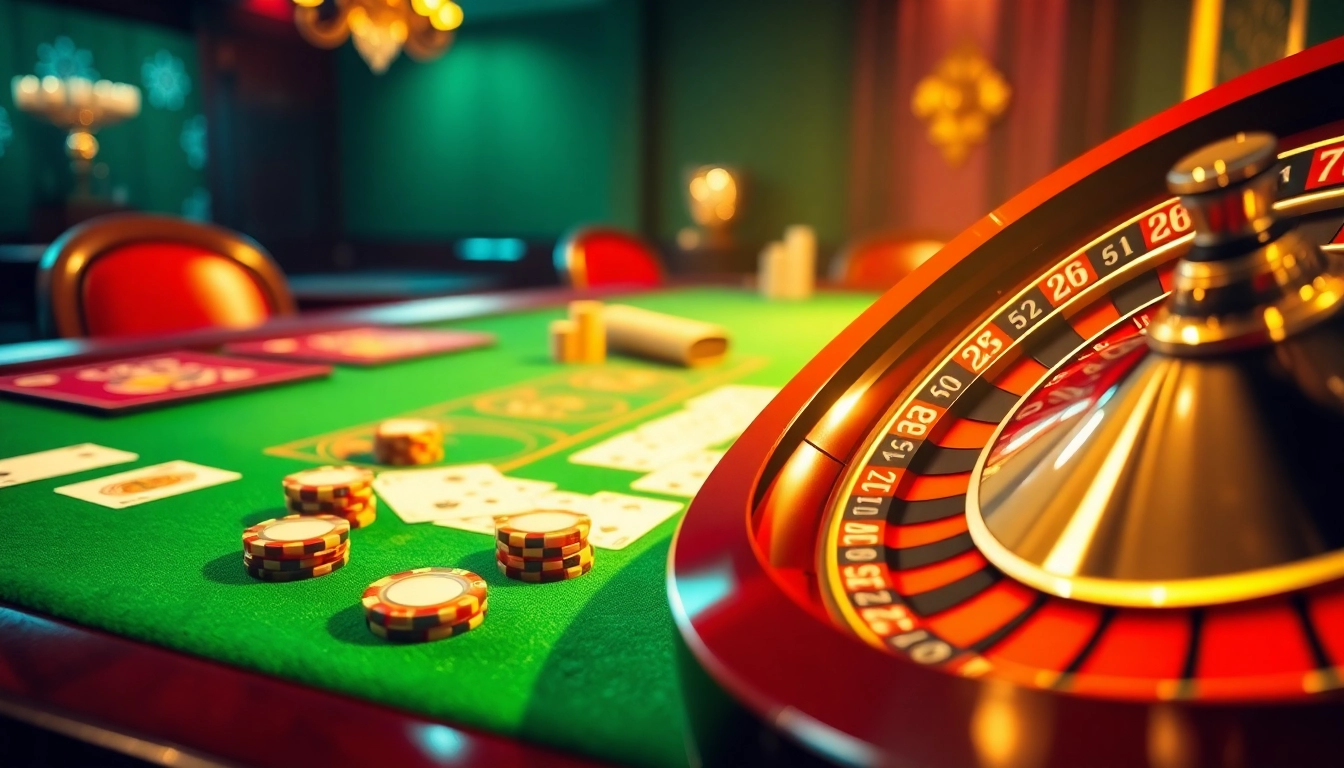 High-stakes gamblers enjoy a luxurious casino experience at a poker table showcasing hay win poker chips and cards.
