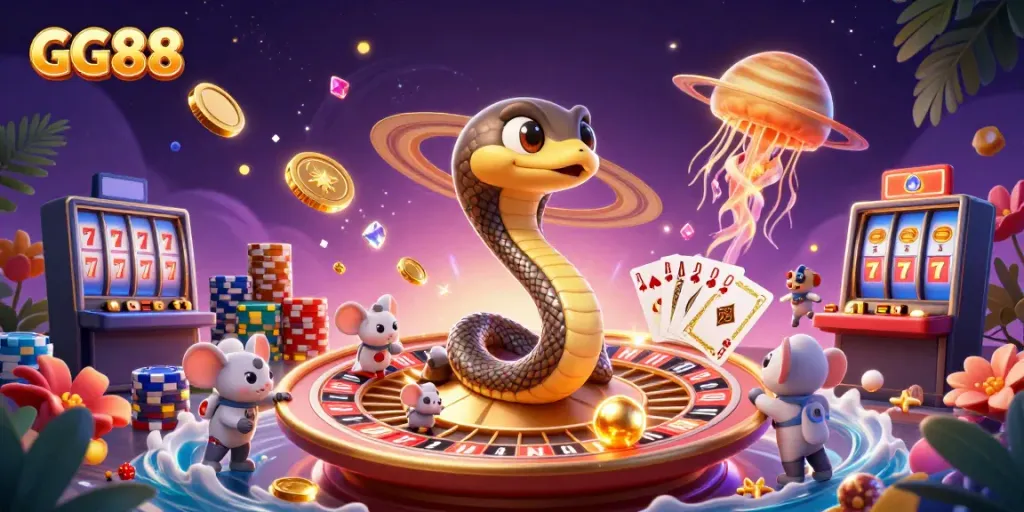 Experience GG88’s unique casino atmosphere with astronaut mice betting on a Saturn roulette!