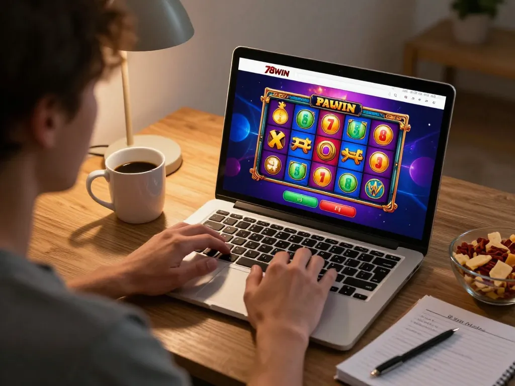 Engaging with vibrant slot games on 78WIN, showcasing the excitement of online gambling.