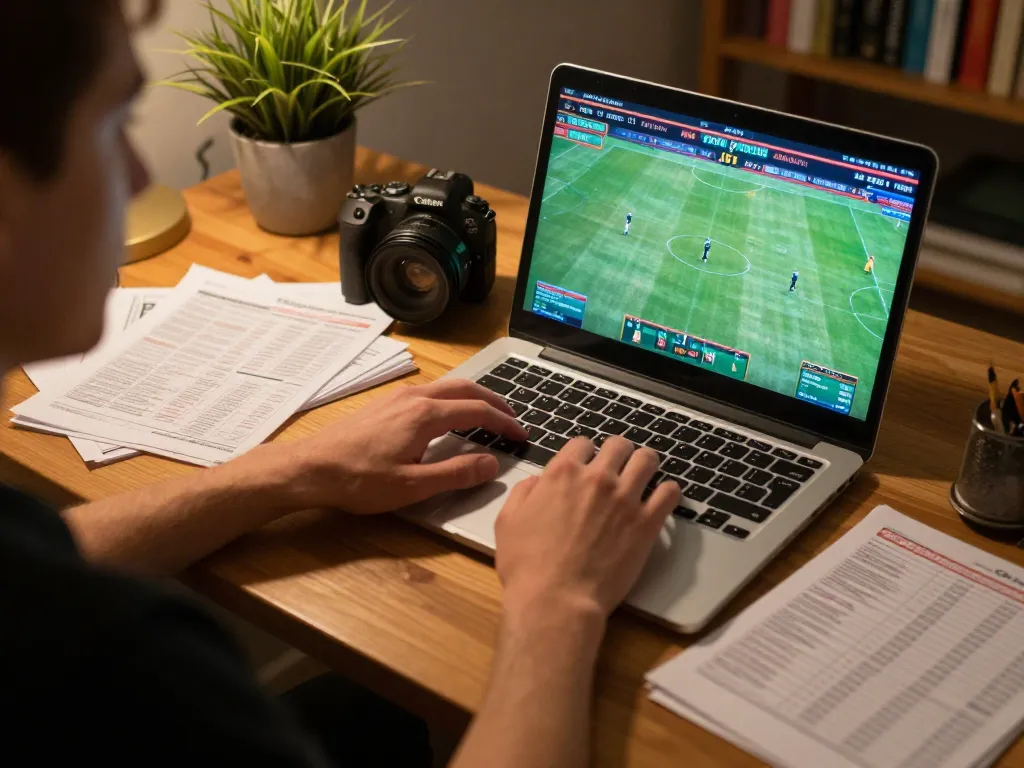 Engaging sports betting experience with nhà cái 68win on a laptop showcasing live match analytics.