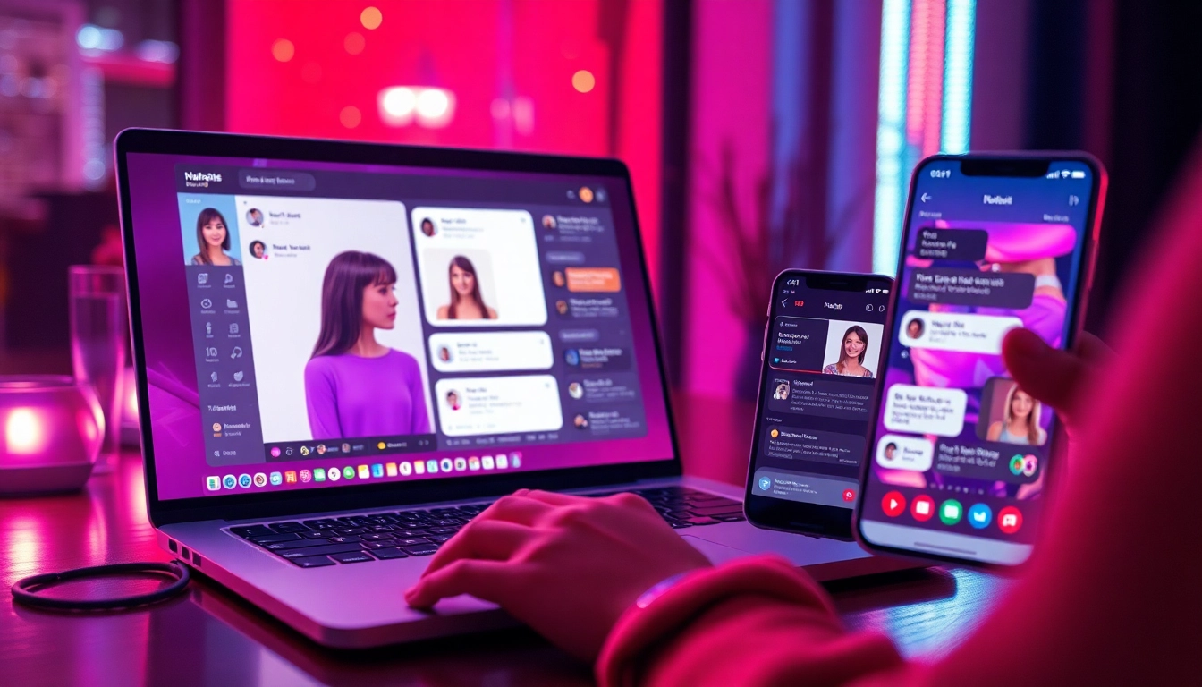Engaging chat interface of an ai nsfw platform, showcasing intimate interactions with vibrant character visuals.
