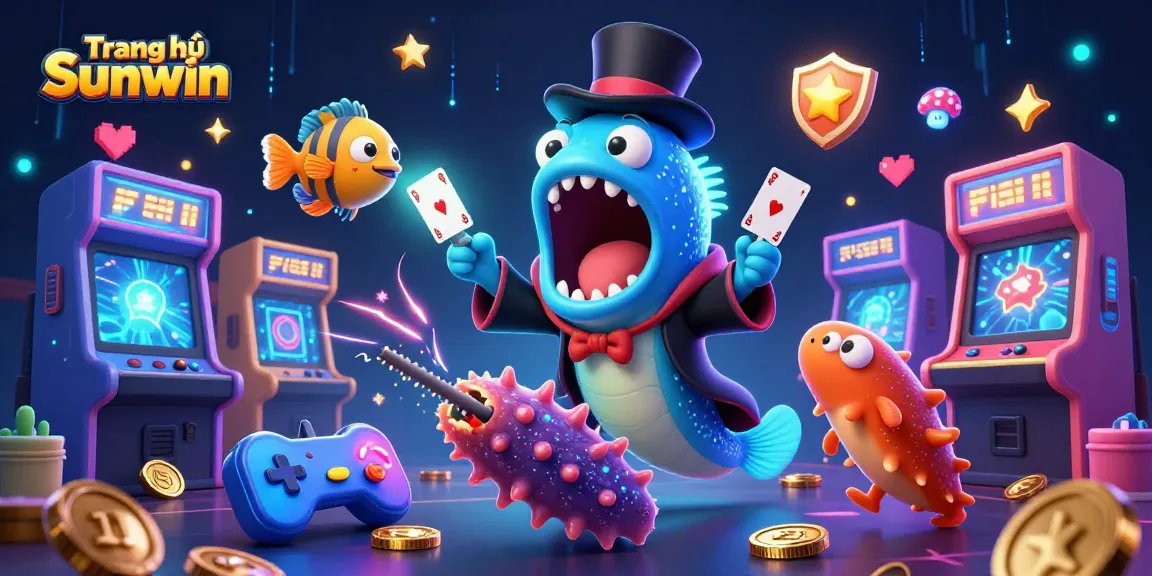 Join the thrilling magic with Trang chủ Sunwin's vibrant underwater casino scene featuring an eel, anglerfish, and sea cucumber.