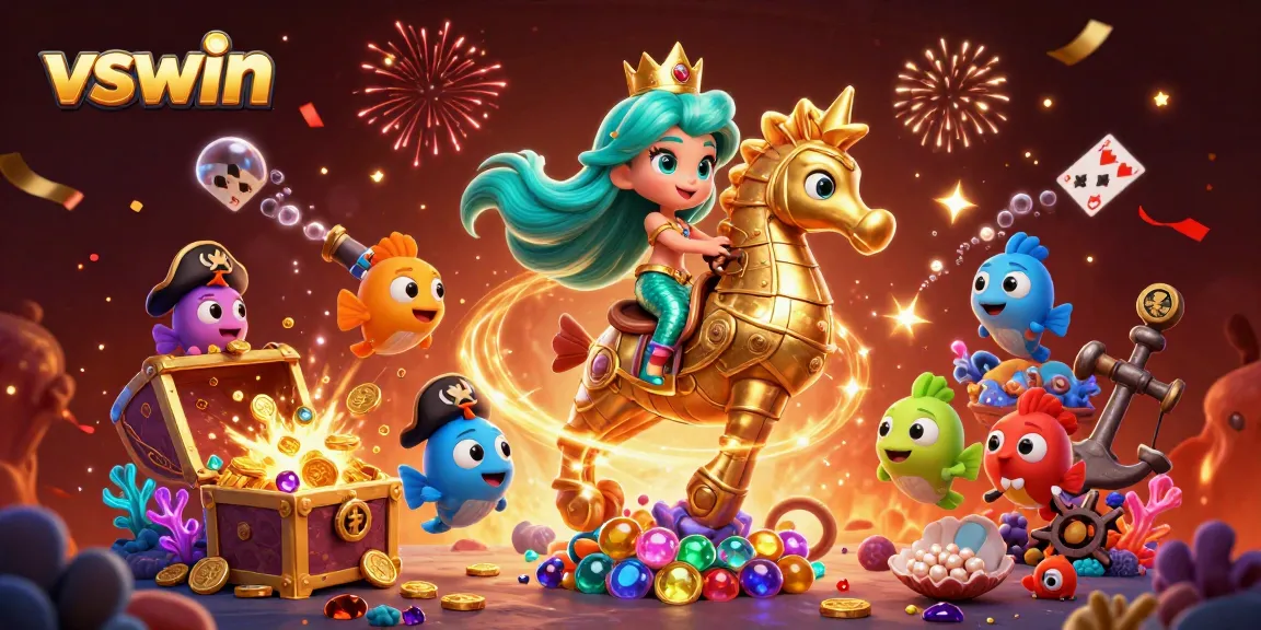 Experience the thrilling vibes of vswin with a vibrant underwater casino scene featuring a mermaid and seahorse!