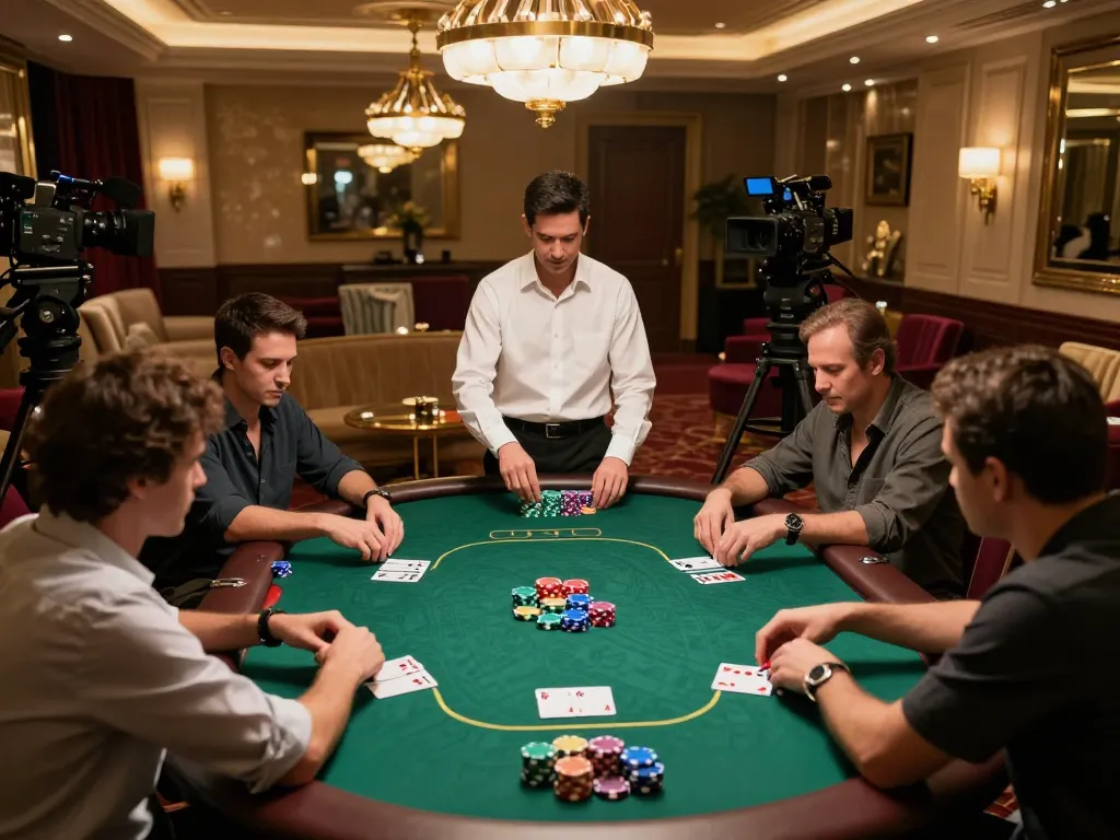 Engaging in a poker game at https://9bet9.in.net, showcasing players' strategies and colorful chips.