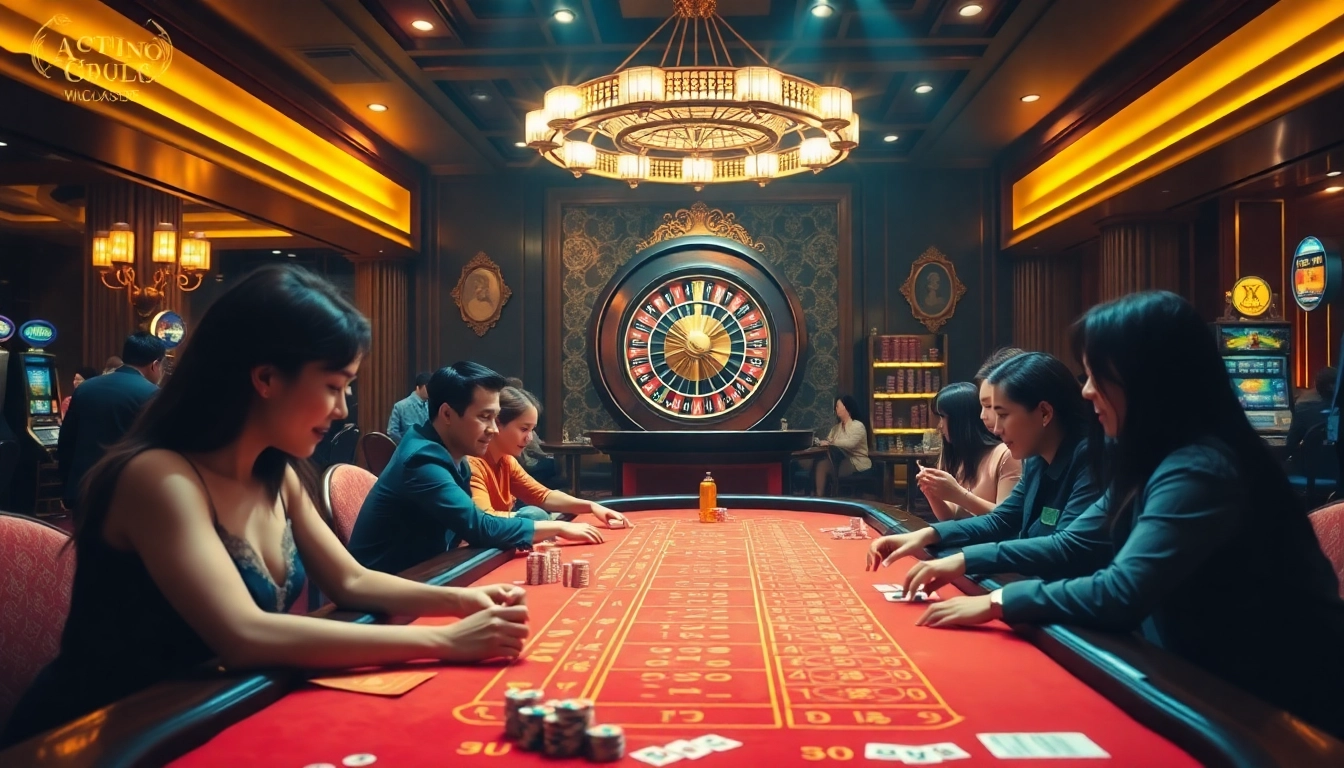 Engaging players enjoying the thrill of chơi xóc đĩa cần kiên nhẫn in a vibrant casino environment.