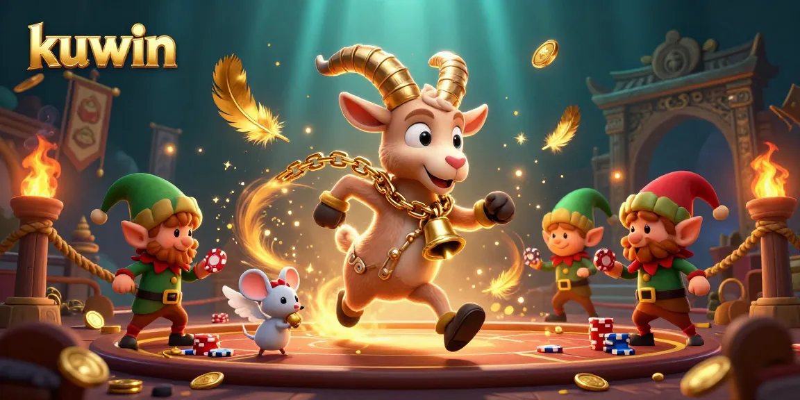 Kuwin's dynamic casino scene features a Krampus goat, an angel mouse, and gremlins engaged in thrilling gameplay.