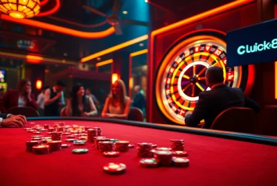 LUCK8 poker table action with vibrant chips and roulette wheel highlighting the thrill of gambling.