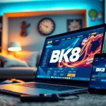 Experience the engaging BK8 online gaming platform with a modern interface showcasing excitement for sports betting.