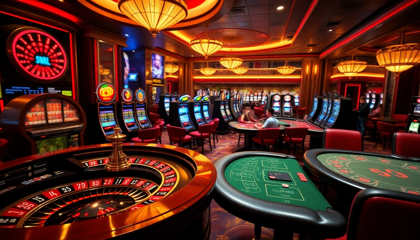 Players enjoying a thrilling experience in V7sb casino with vibrant tables and games.