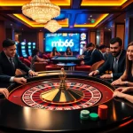 Players enjoying a thrilling casino experience at mb66.nyc with roulette, cards, and colorful chips.