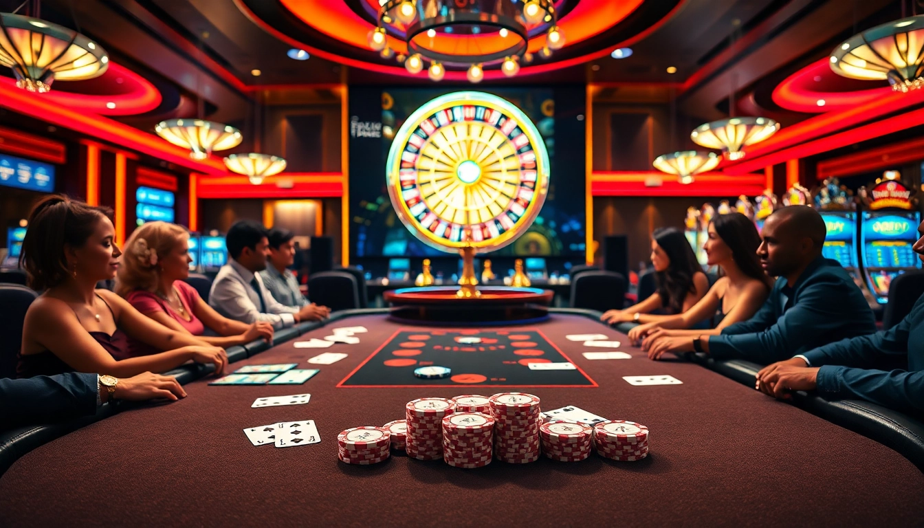 Experience the thrill of KP88 in a luxurious casino filled with vibrant poker games and slot machines.