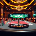 Experience luxury gambling action at https://mb66.golf/ with vibrant poker chips and illuminated casino tables.