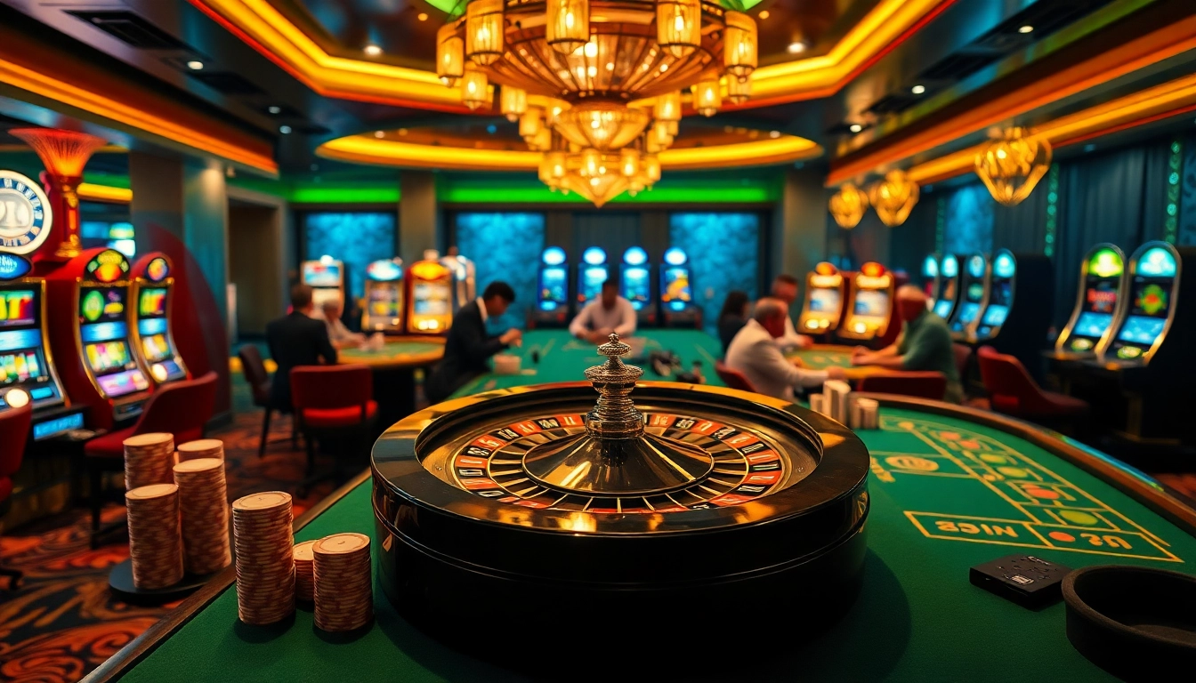 Experience the thrill of KJC casino with vibrant roulette, poker tables, and luxurious gaming ambiance.