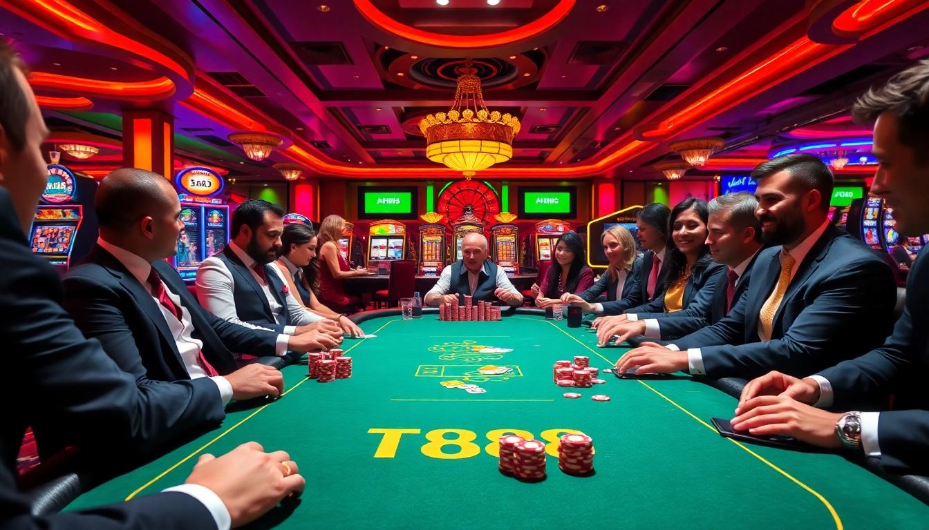 TR88 gaming table experience with excited players and vibrant casino ambiance.