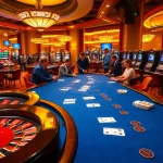 Engaging gambling scene featuring Hu88's vibrant casino atmosphere with roulette and poker chips.