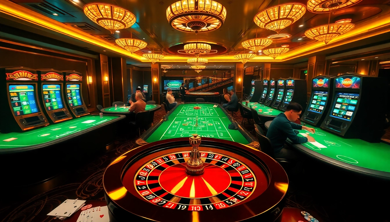 Experience the thrill of online gambling at https://fabet3.com/ with vibrant casino visuals, including poker tables and slot machines.