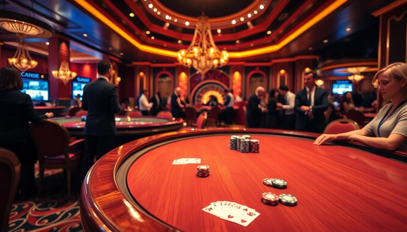 Engaging scene of players at a luxurious casino poker table, experiencing excitement and luck8.