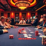SODO Casino scene with players at a poker table surrounded by chips and cards.