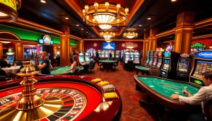 Players enjoying thrilling games at a luxurious casino, capturing the excitement of https://rr88a.us.com/ at every turn.