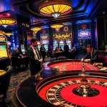 Players enjoying high-stakes poker and slots at https://zk88.club/ casino, featuring vibrant gaming atmosphere.