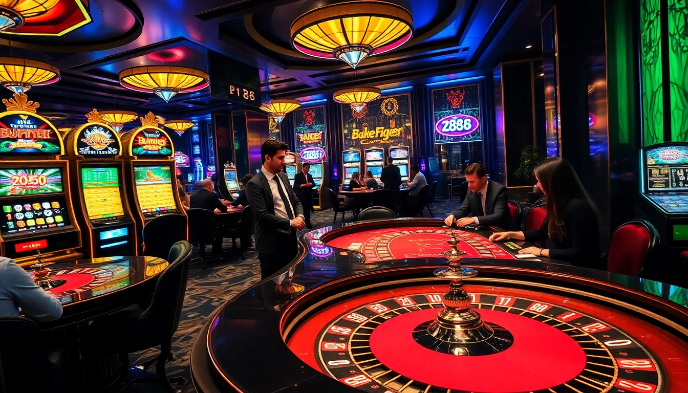 Players enjoying high-stakes poker and slots at https://zk88.club/ casino, featuring vibrant gaming atmosphere.