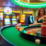 Experience the excitement of 888now with vibrant casino tables and colorful slot machines.