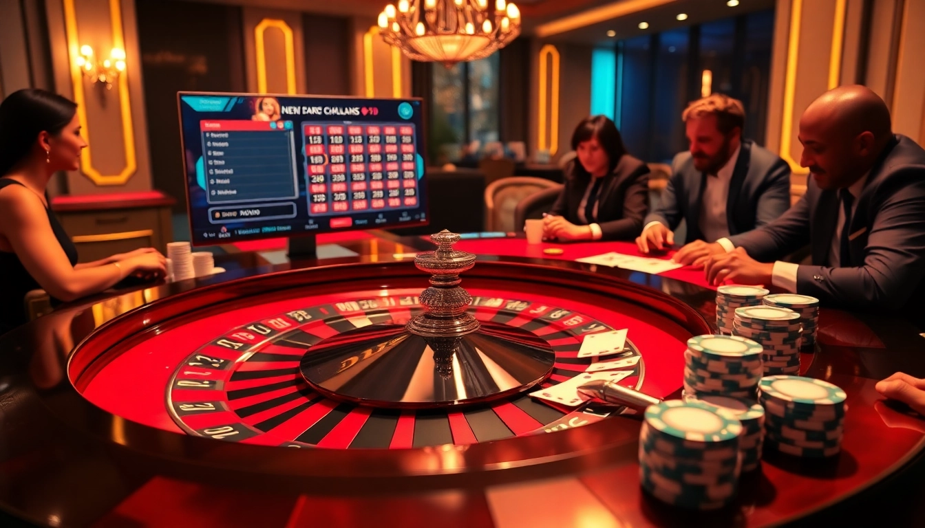 Engage with the thrilling atmosphere of online gambling at https://nohu666.co.com/ with an elegant roulette table and poker action.
