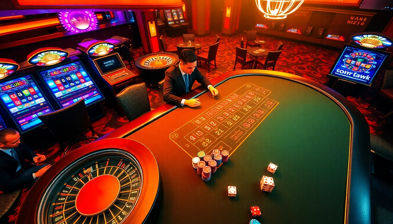 Engaging poker gameplay at Sumclub's vibrant casino environment with colorful chips and excitement.