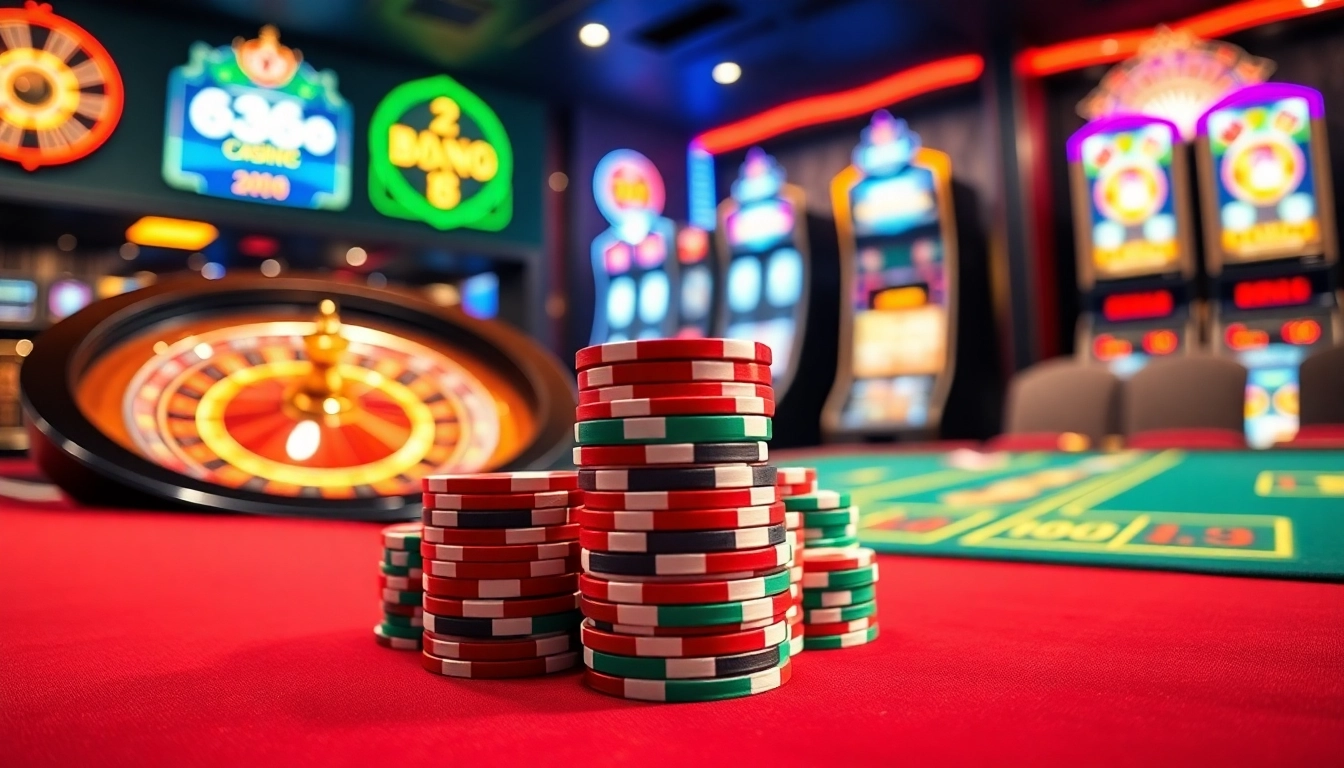 Experience thrilling moments at bong88.casa with poker chips and vibrant casino tables.