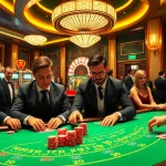 High-stakes gambling scene featuring players at a blackjack table, themed around jl55 excitement.