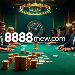 Experience the thrill of gaming with 888new.com at a luxurious poker table filled with action.