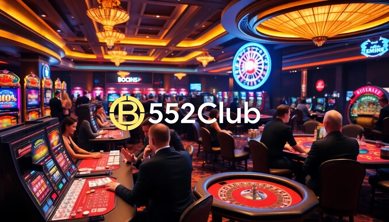 Engaging gamblers enjoying various games at B52Club's luxurious casino tables.