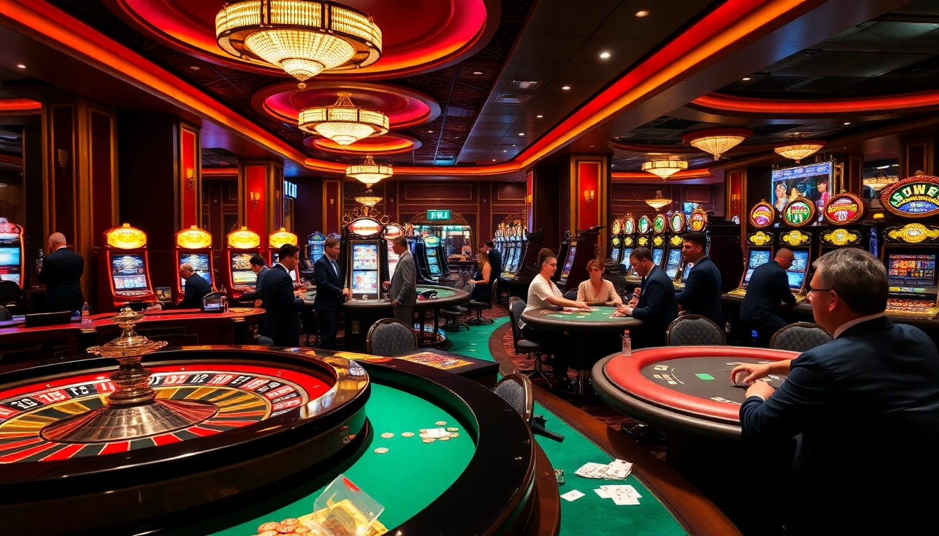 SODO CASINO gaming scene showcasing players engaged at luxurious tables and slot machines.