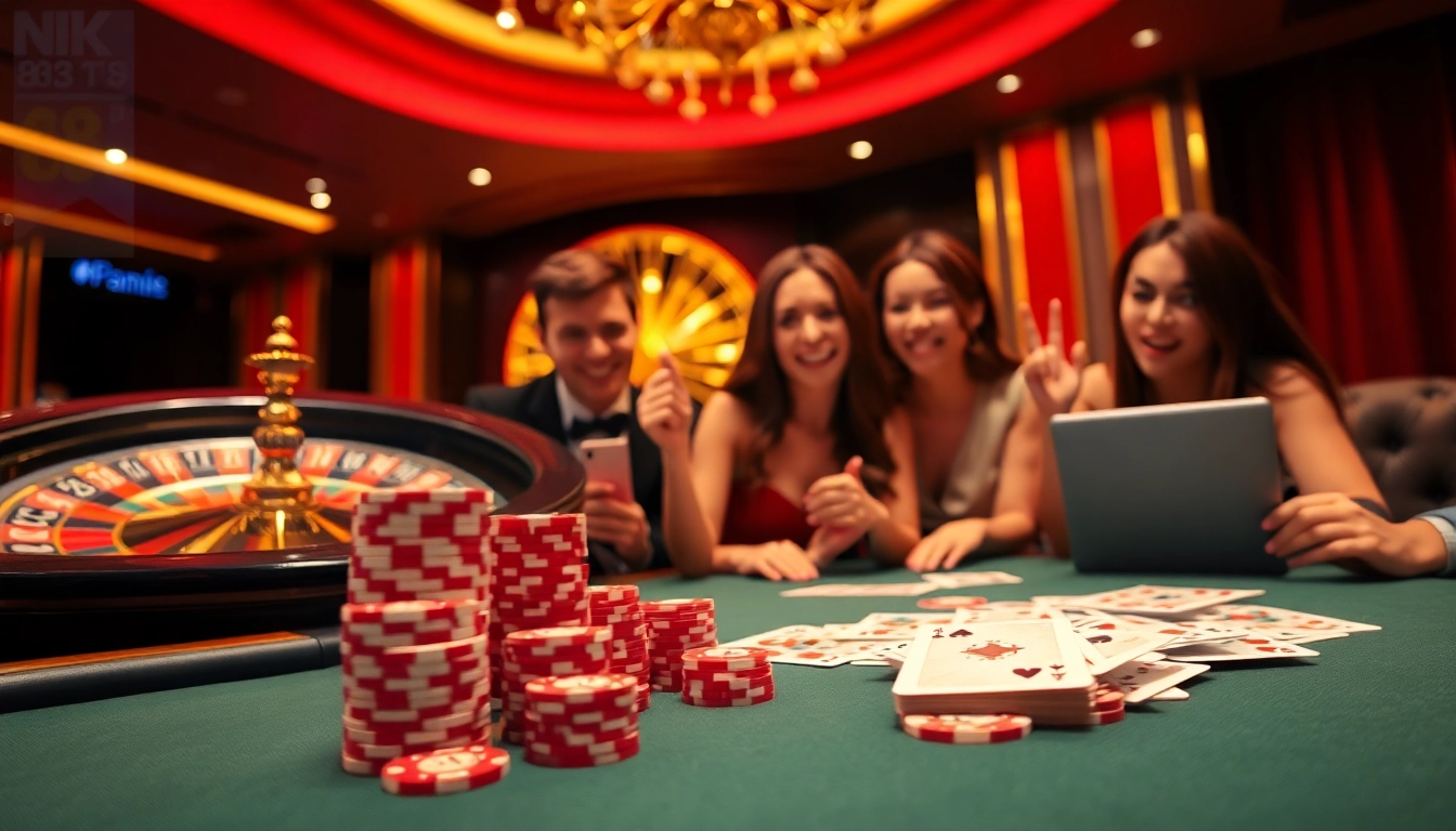 Experience thrilling gameplay at nk 88 with an elegant poker table and vibrant casino atmosphere.