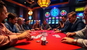 Experience MB66 thrills at a lavish poker table with high-stakes action and vibrant casino elements.