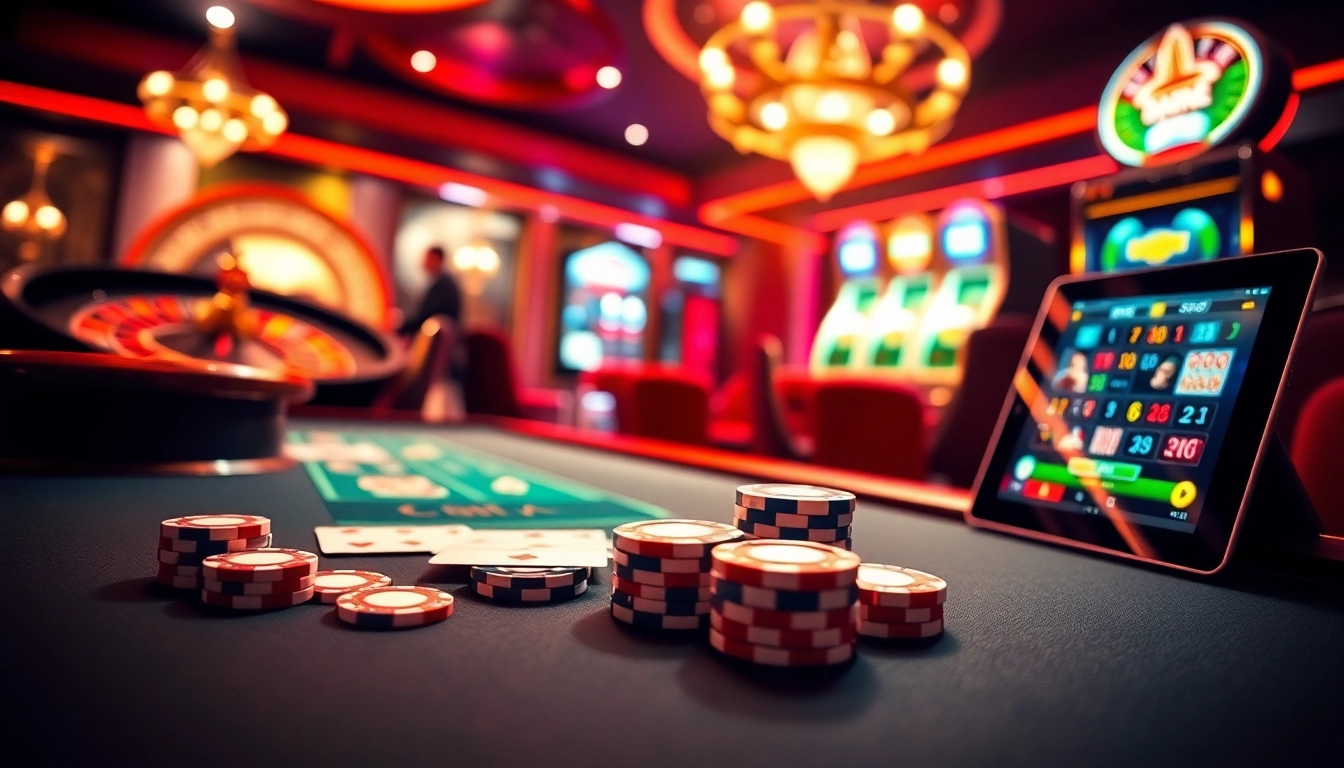 Experience the excitement of gambling at https://hb88z.com/ with vibrant casino visuals of cards, chips, and a roulette wheel.
