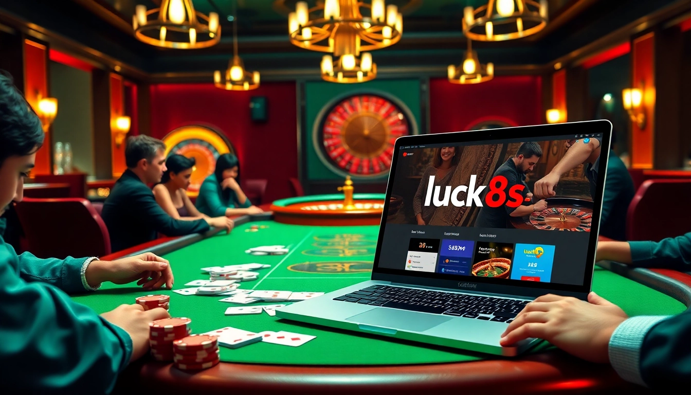 Players enjoying a poker game at the casino with gambling elements from https://luck8s.live/.