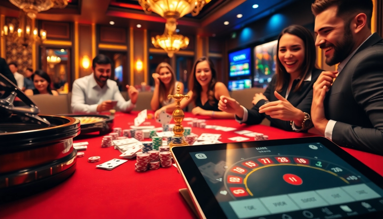 Experience high-stakes poker at Hay881 with vibrant chips and cards in a luxurious casino.
