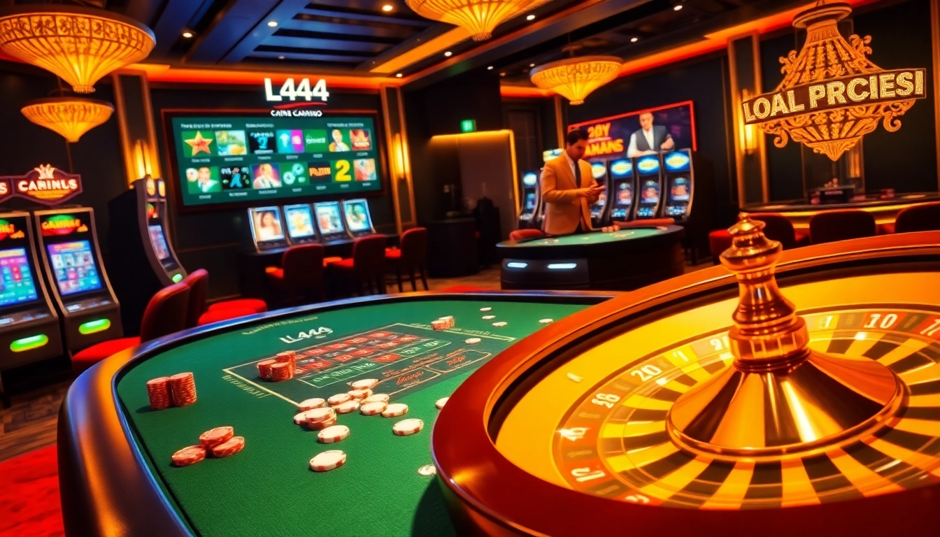 Experience thrilling online gambling with L444’s vibrant casino environment featuring poker tables and exciting gaming options.