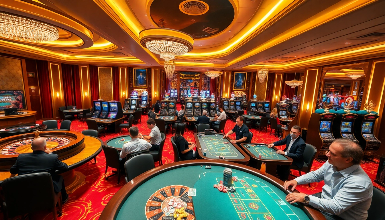 Players enjoying various casino games at nhà cái tg88, highlighting excitement and professionalism.