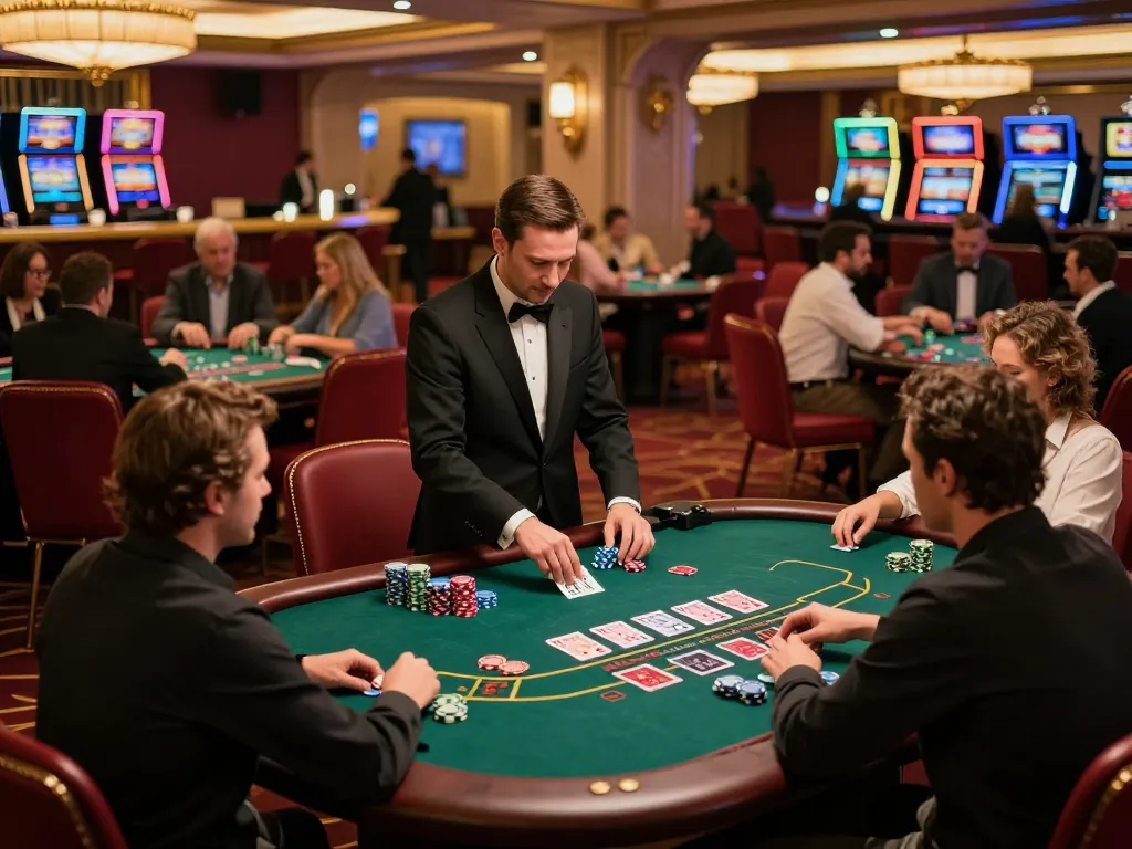 Experience the thrill of blackjack at https://du88.autos/ with players actively placing bets and cards being dealt.