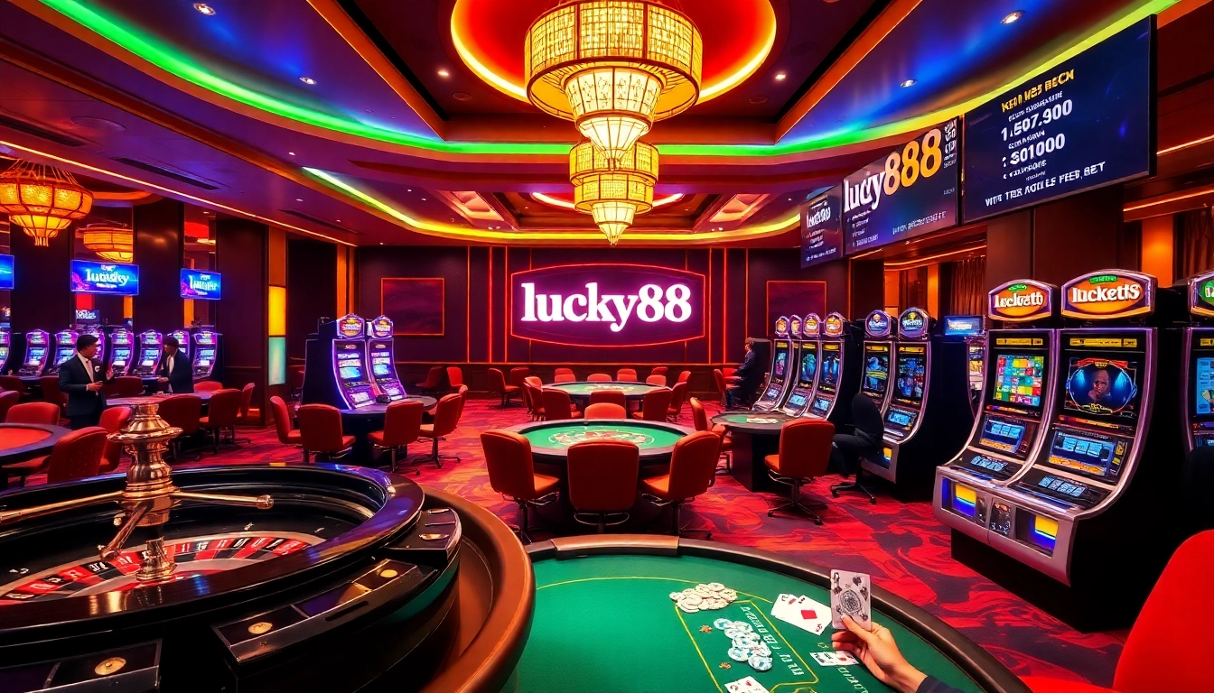 Experience the thrill of Lucky88 with vibrant casino tables and exciting gaming action.