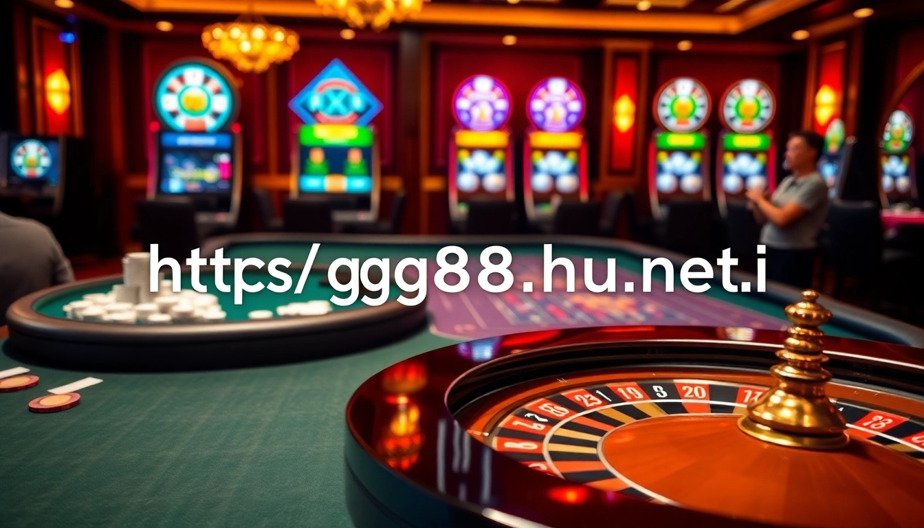 Gamblers enjoying games at a luxurious casino featuring the online platform https://gg88.hu.net/.