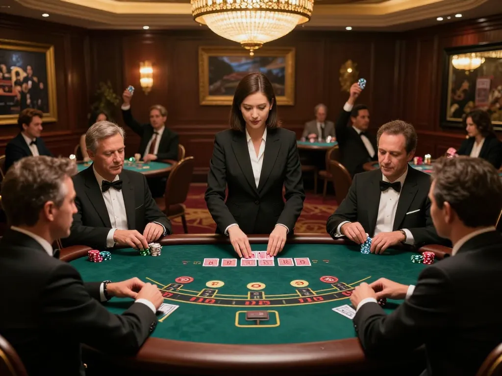 Engaged players at a blackjack table making strategic bets for their chance to win at https://tip88.locker/