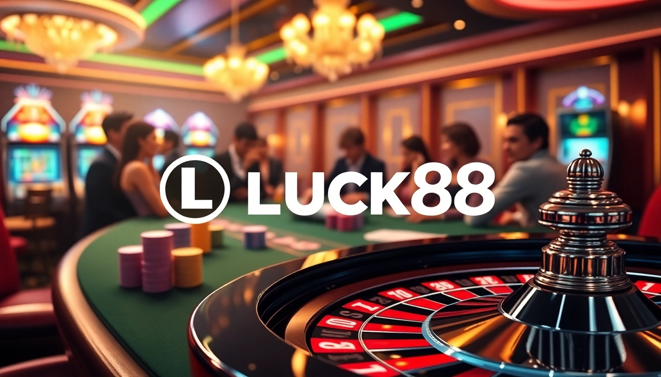 LUCK8 logo at a high-stakes poker table with vibrant colors and engaging players.