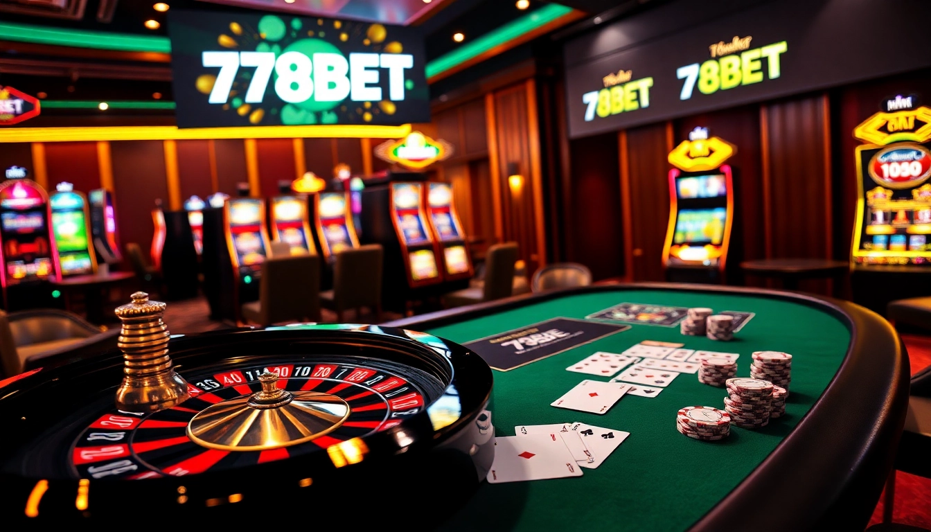 Experience high-stakes gambling action at 789bet with vibrant casino tables and slot machines.