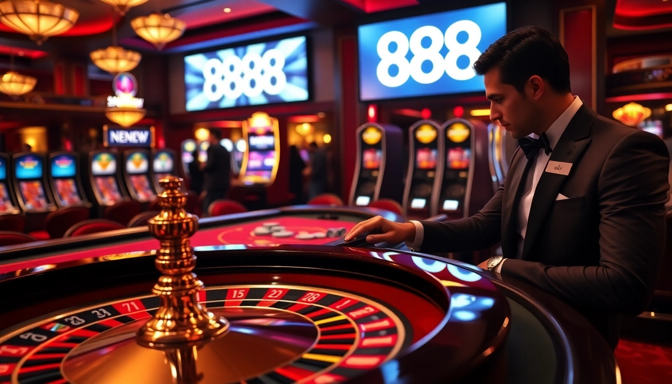 Players enjoying games at 888NEW casino, showcasing the lively gambling atmosphere.