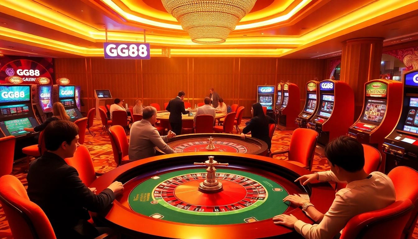 Experience the thrill of GG88 with players enjoying a dynamic casino atmosphere filled with advanced gaming technology.